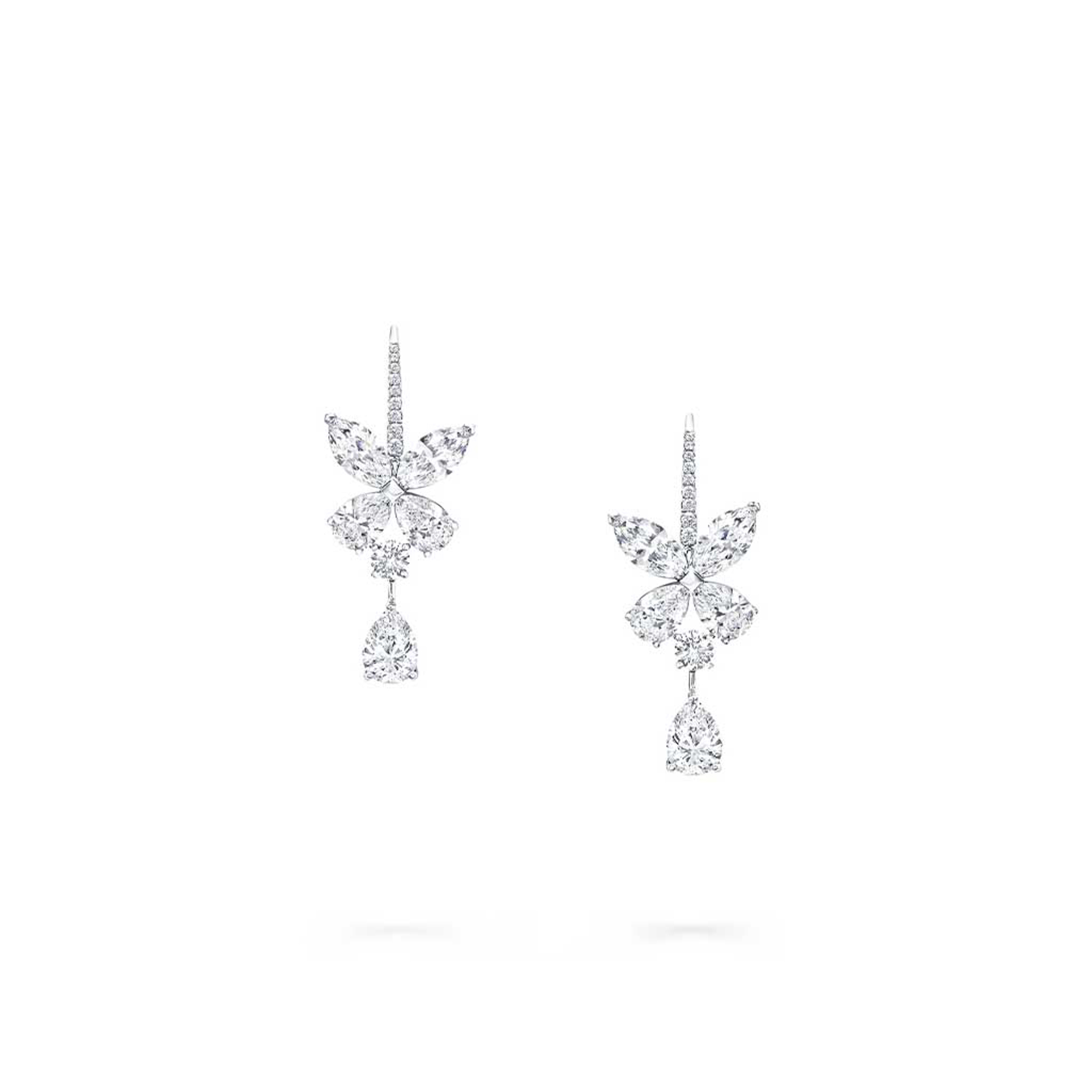 GRAFF CLASSIC BUTTERFLY PEAR SHAPE DIAMOND DROP EARRINGS RGE146